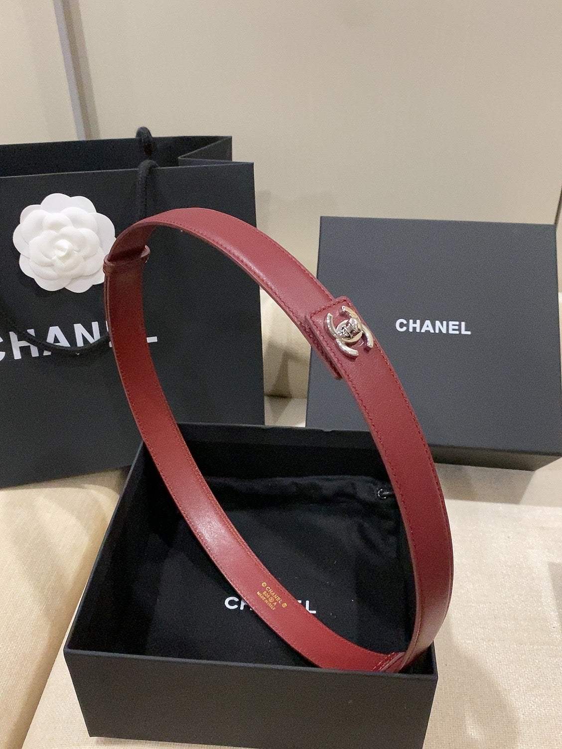 Chanel 2026 Double C Belt 25mm Suede Leather 215395