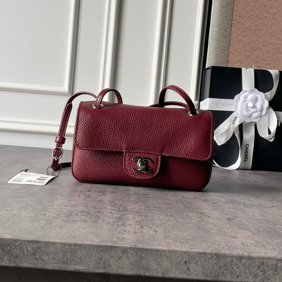 Chanel 2026 Mini Flap Bag 20cm Denim And Grained Calfskin