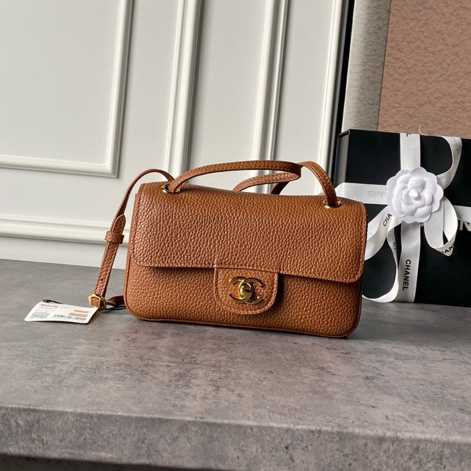 Chanel 2026 Mini Flap Bag 20cm Denim And Grained Calfskin