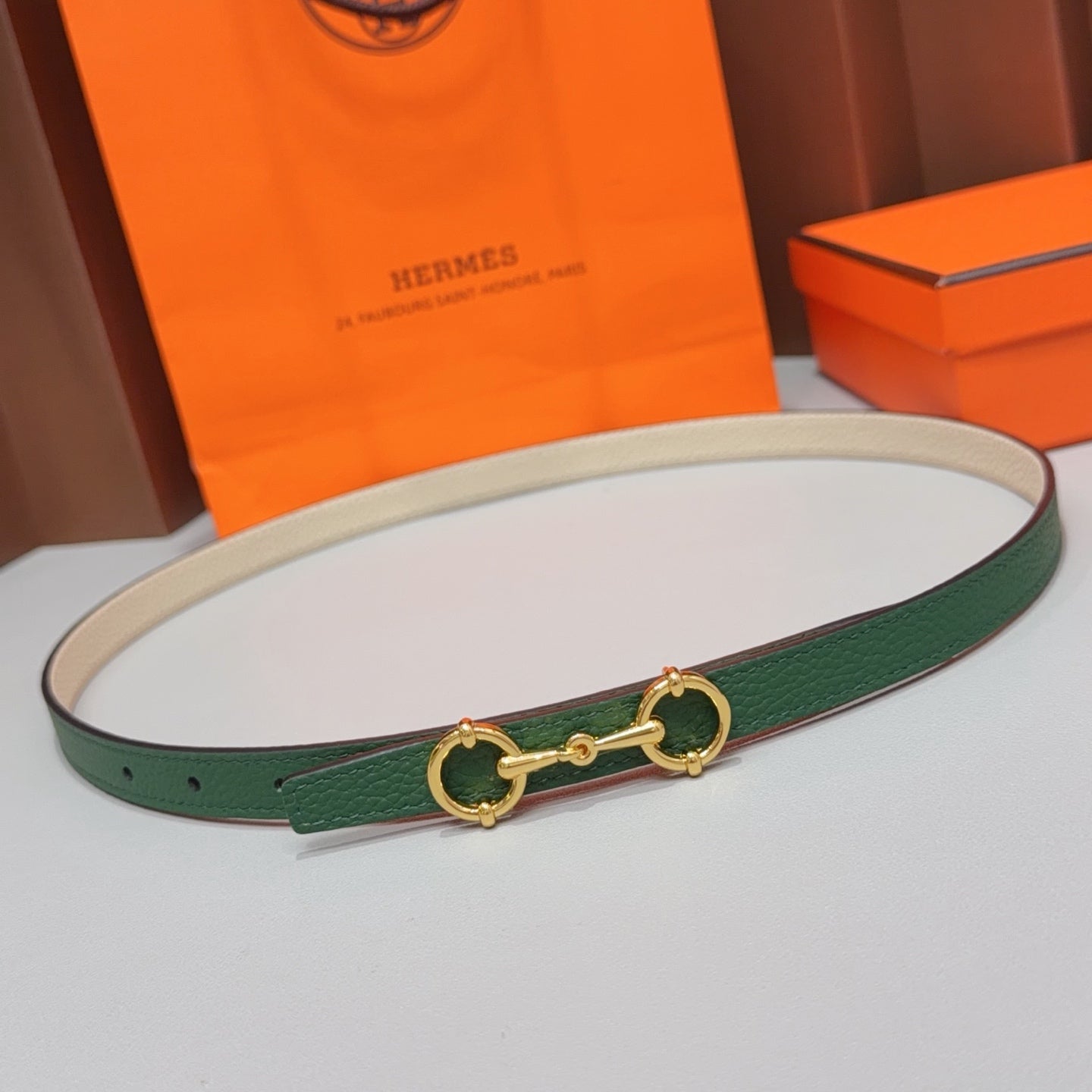 Hermes 2026 Gold Hardware Kelly Belt 15mm Cowhide 215728