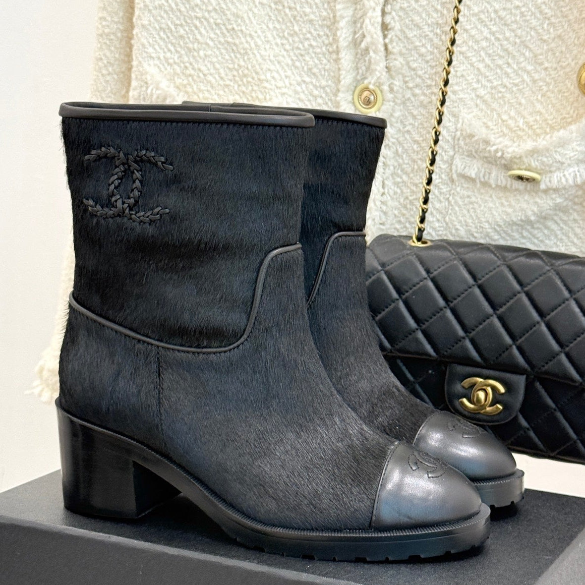 Chanel 2026 Square Heel Boots Pony Hair 188340