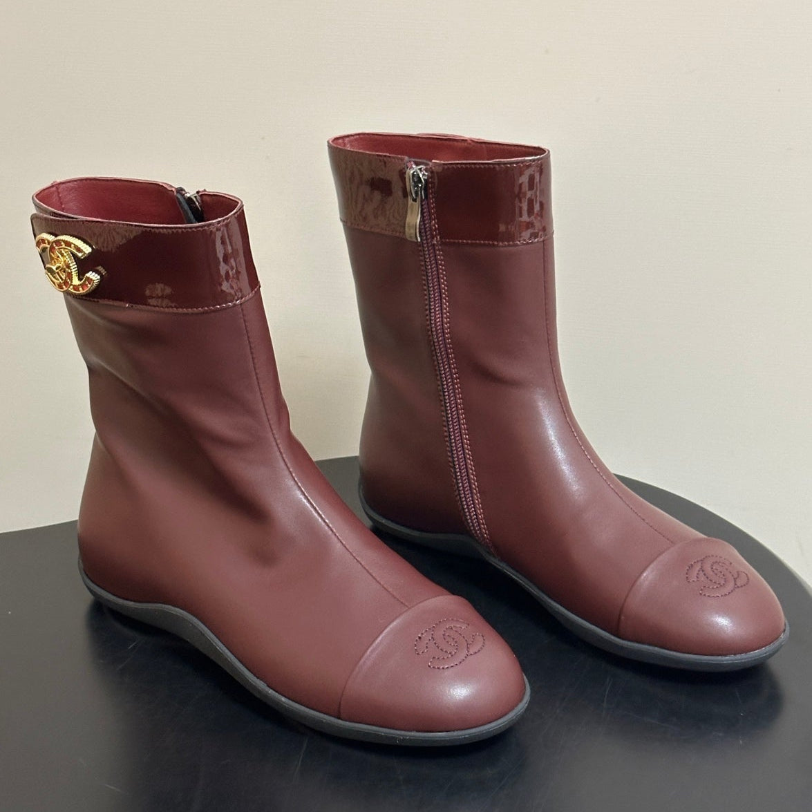 Chanel 2026 Flat Ankle Boots Cowhide 185642