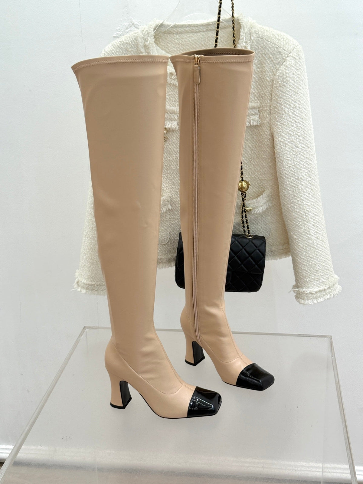 Chanel 2026 Two-Tone Boots 85mm Suede Leather 188517