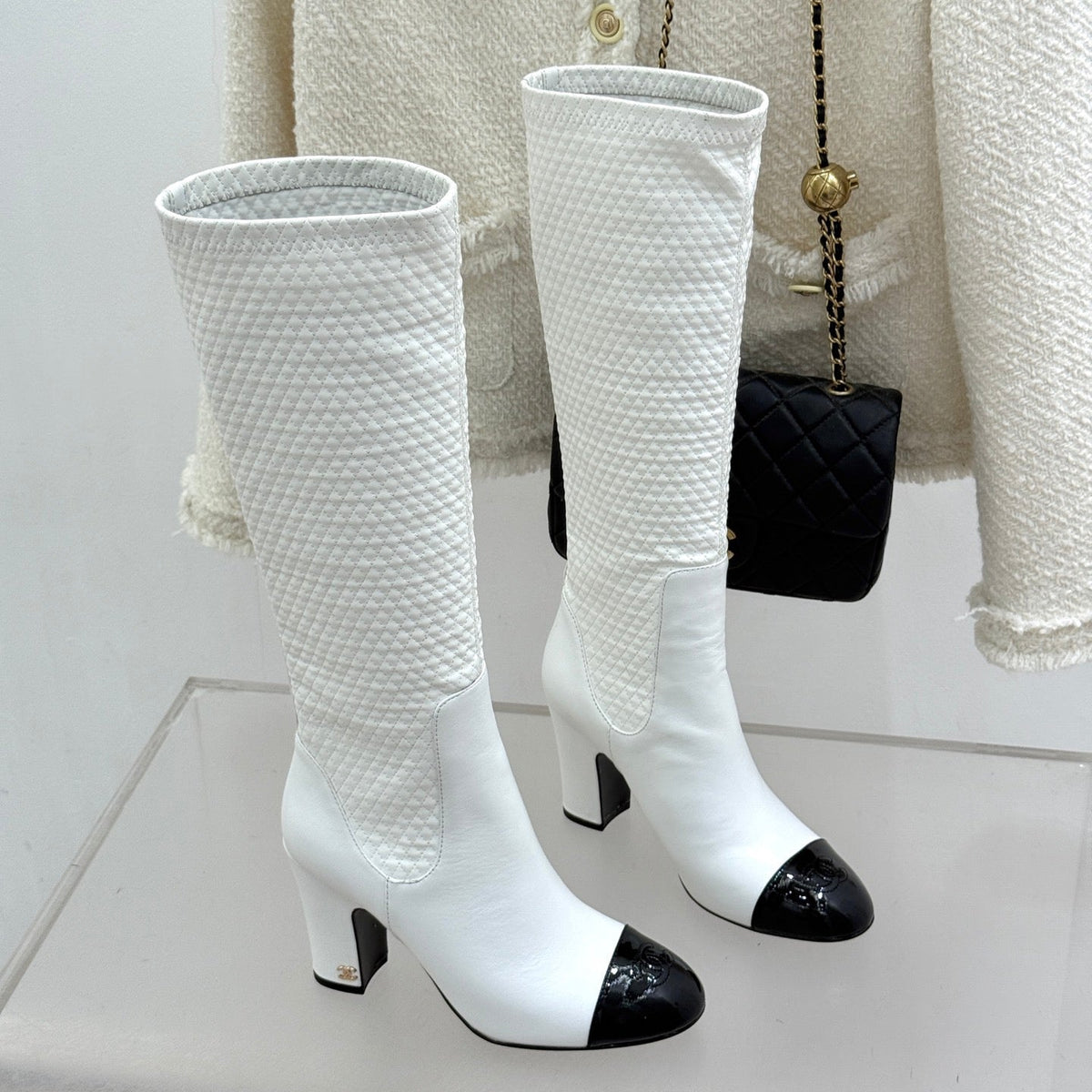 Chanel 2026 Quilted Knee-High Boots Fabric Leather 188488