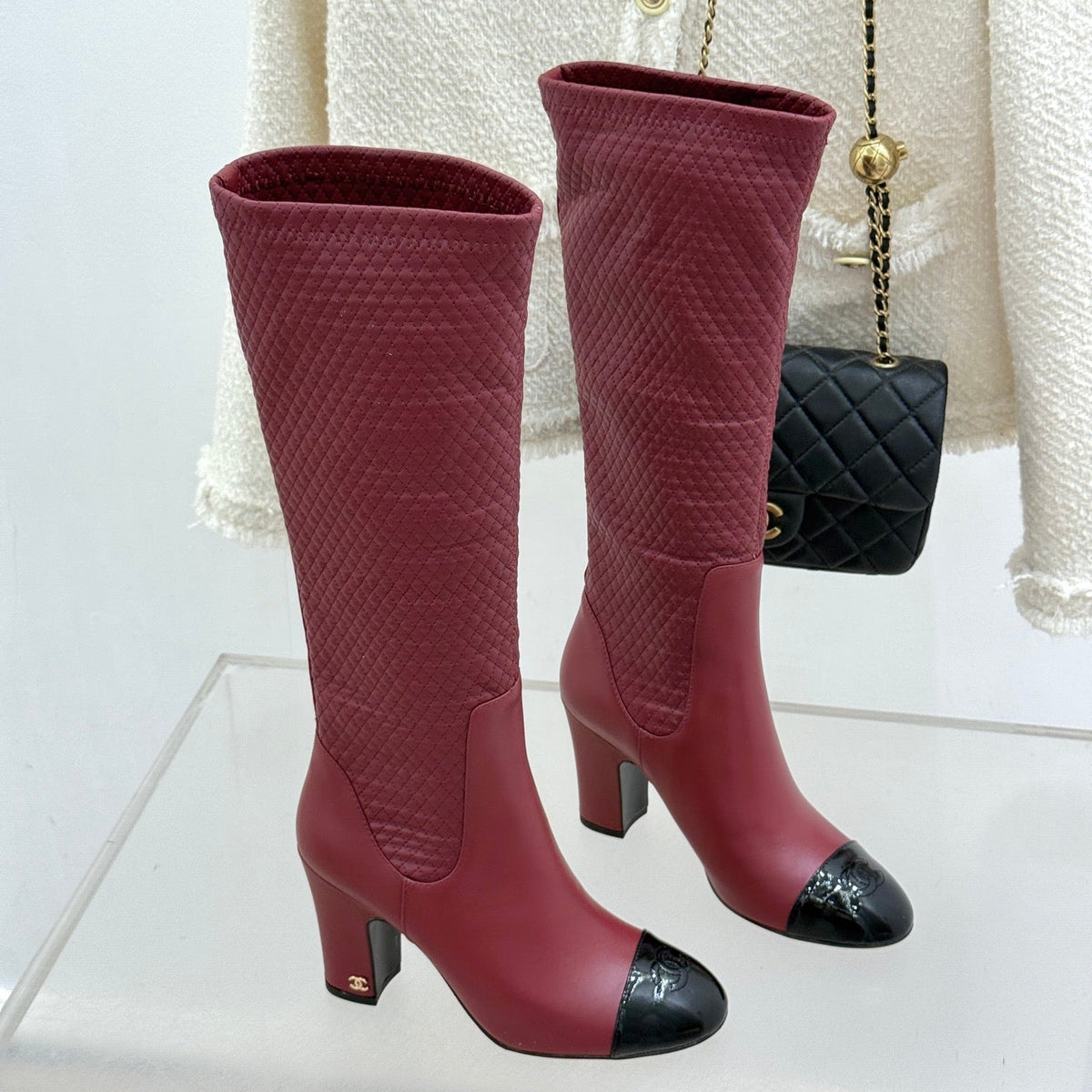 Chanel 2026 Quilted Knee-High Boots Fabric Leather 188488