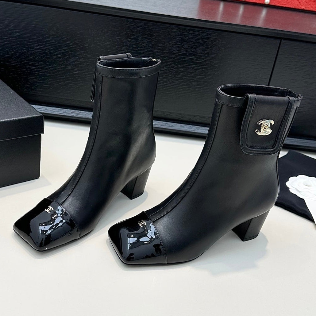 Chanel 2026 Square-Toe Ankle Boots Suede Leather 188838