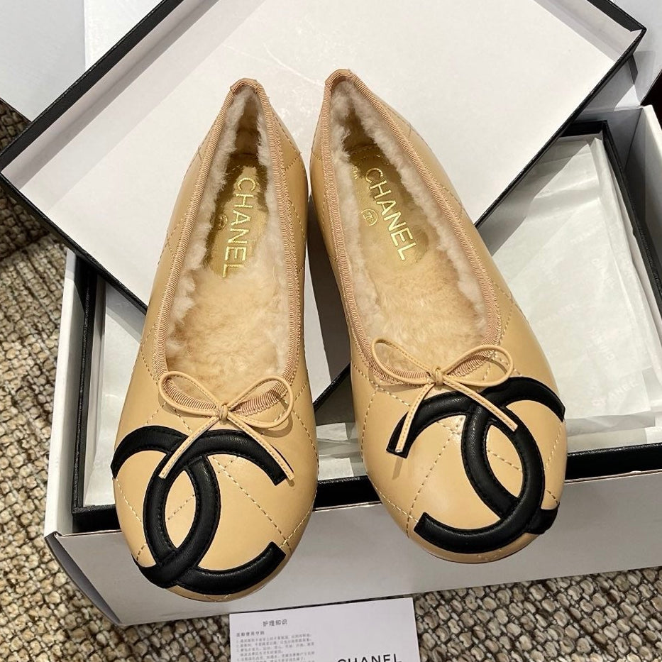 Chanel 2026 Quilted CC Cambon Ballet Flat Leather Wool 175442