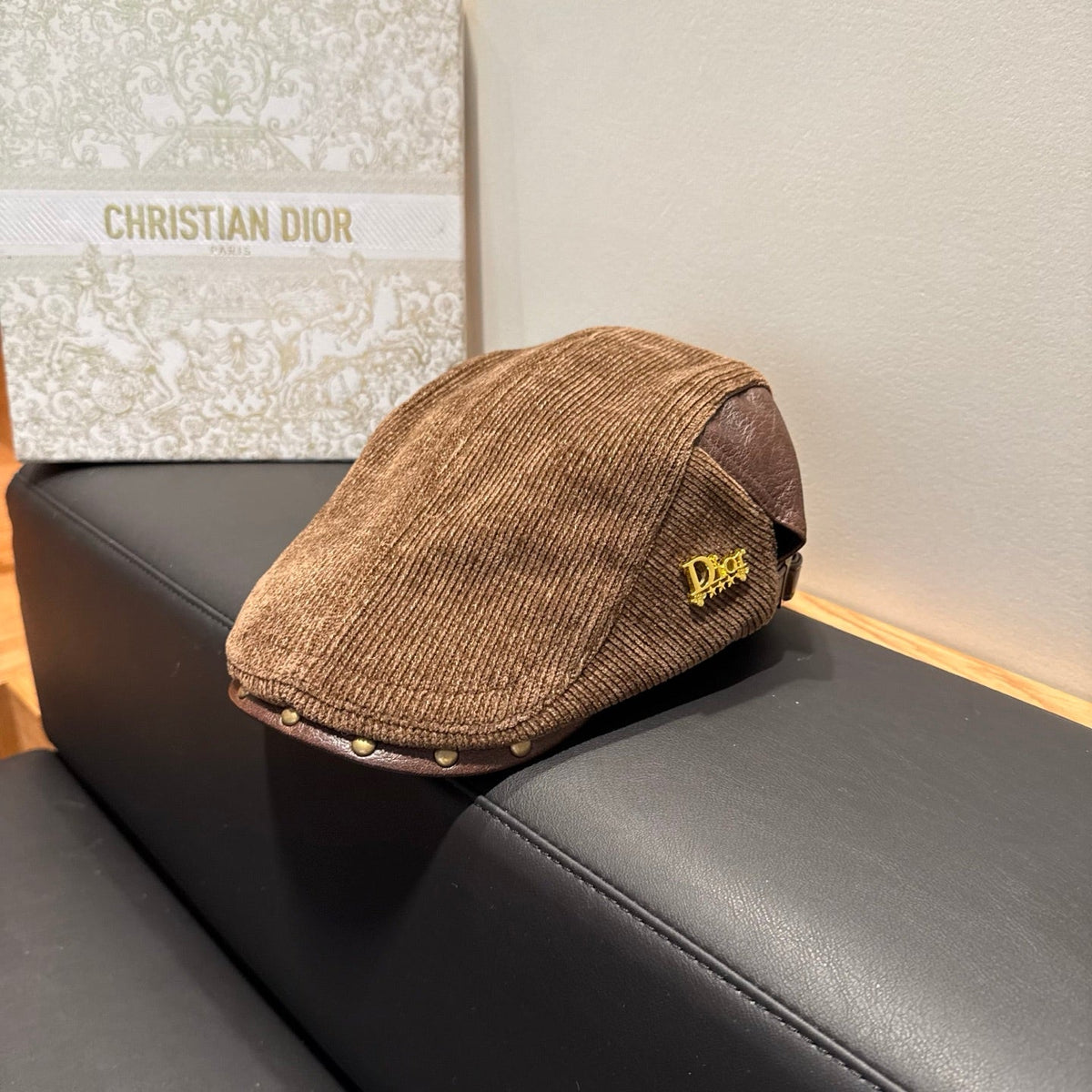 Balenciaga 2026 Beret Hat Brown Fabric Leather 550329