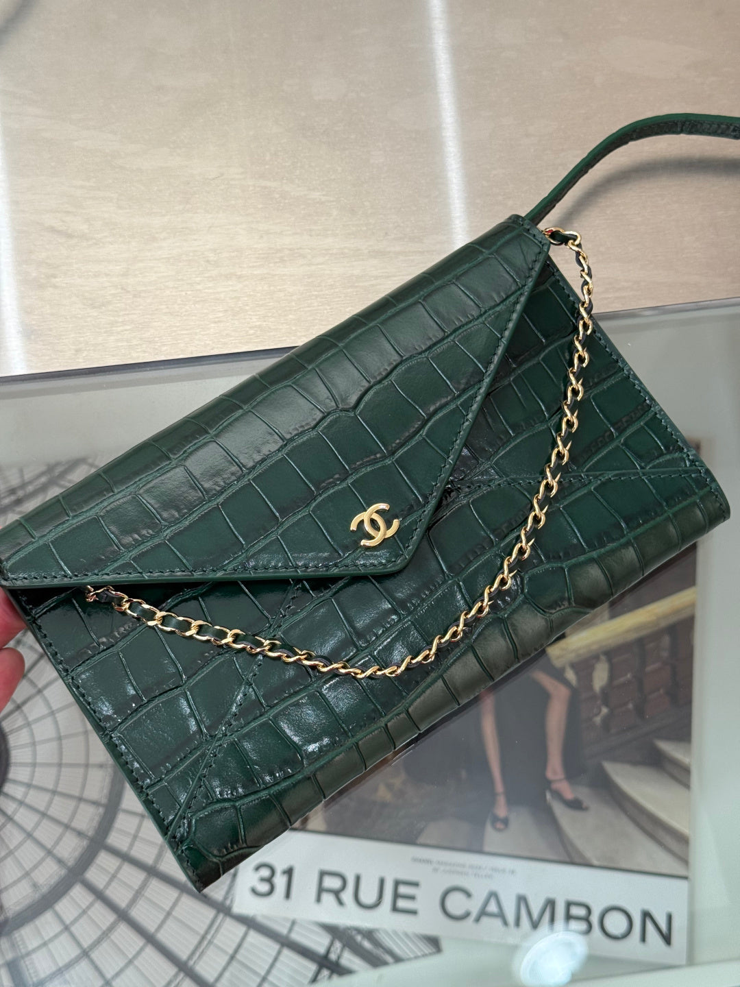 Chanel 2026 Clutch With Strap 21.5cm Crocodile-embossed Calfskin