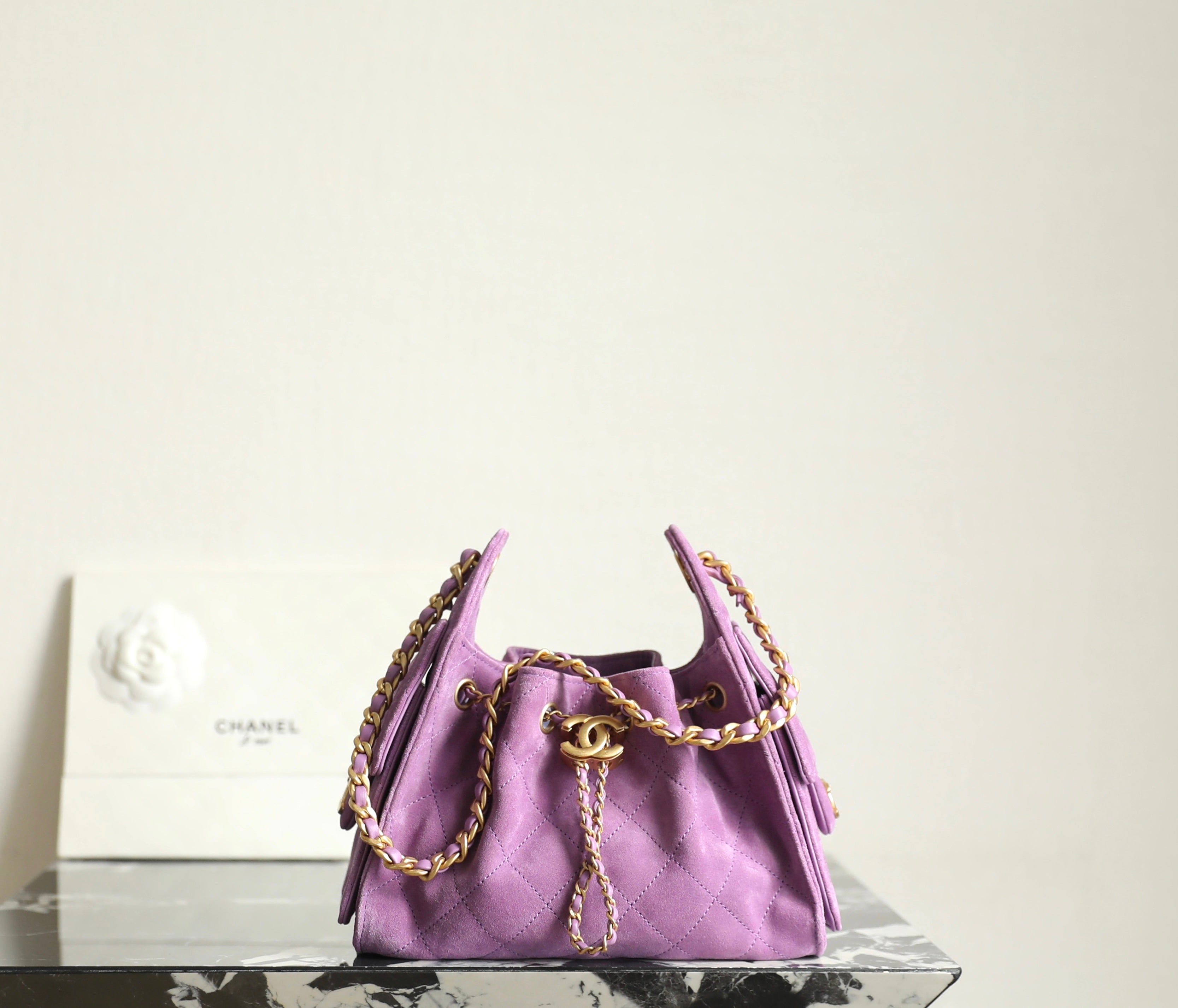 CC 2025 Hobo Bag 22cm Purple Suede 346375