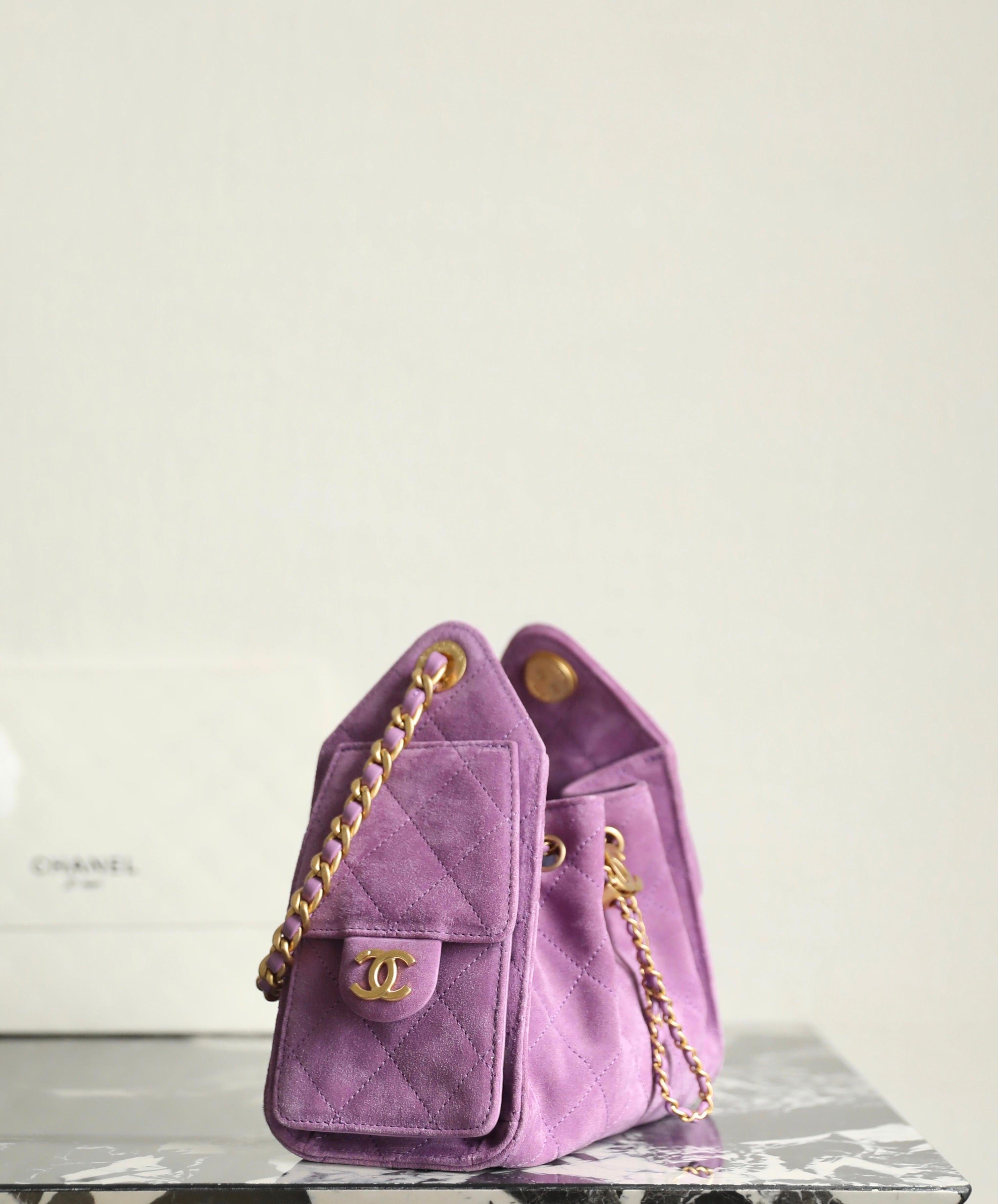 CC 2025 Hobo Bag 22cm Purple Suede 346375