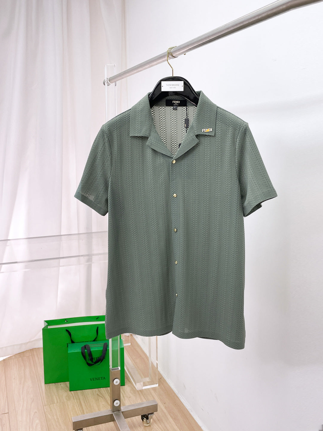 Fendi 2026 Men's Short-Sleeve Shirt Mesh Fabric 739946