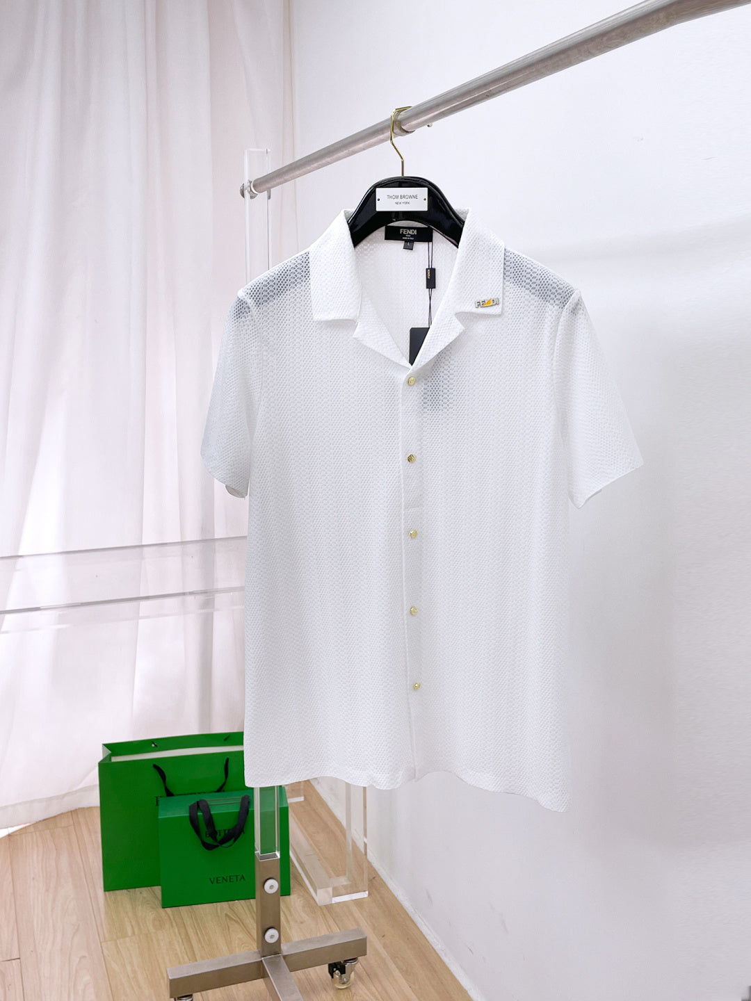 Fendi 2026 Men's Short-Sleeve Shirt Mesh Fabric 739946