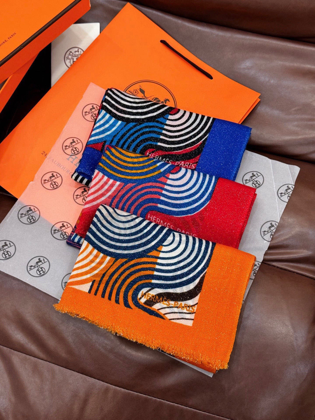 HM 25s Scarf 140cm Red Orange Cashmere 976205