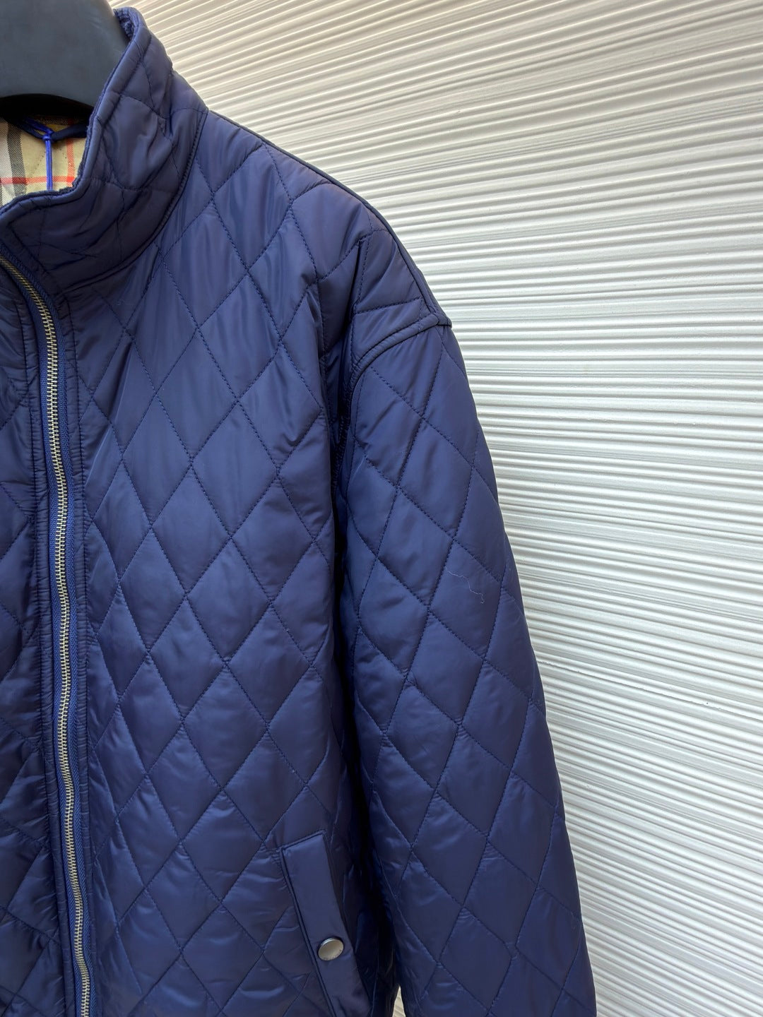 Burberry 25 Quilted Down Jacket Blue Nylon Fabric