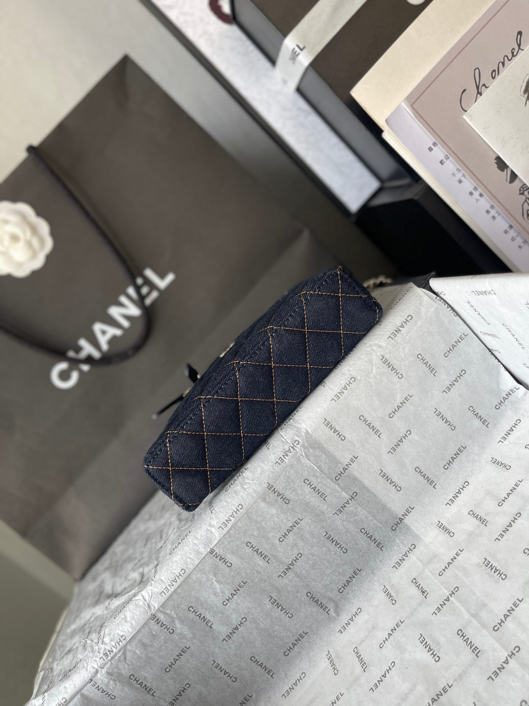 Chanel 2026 Vanity Bag 19.5cm Blue Denim Leather