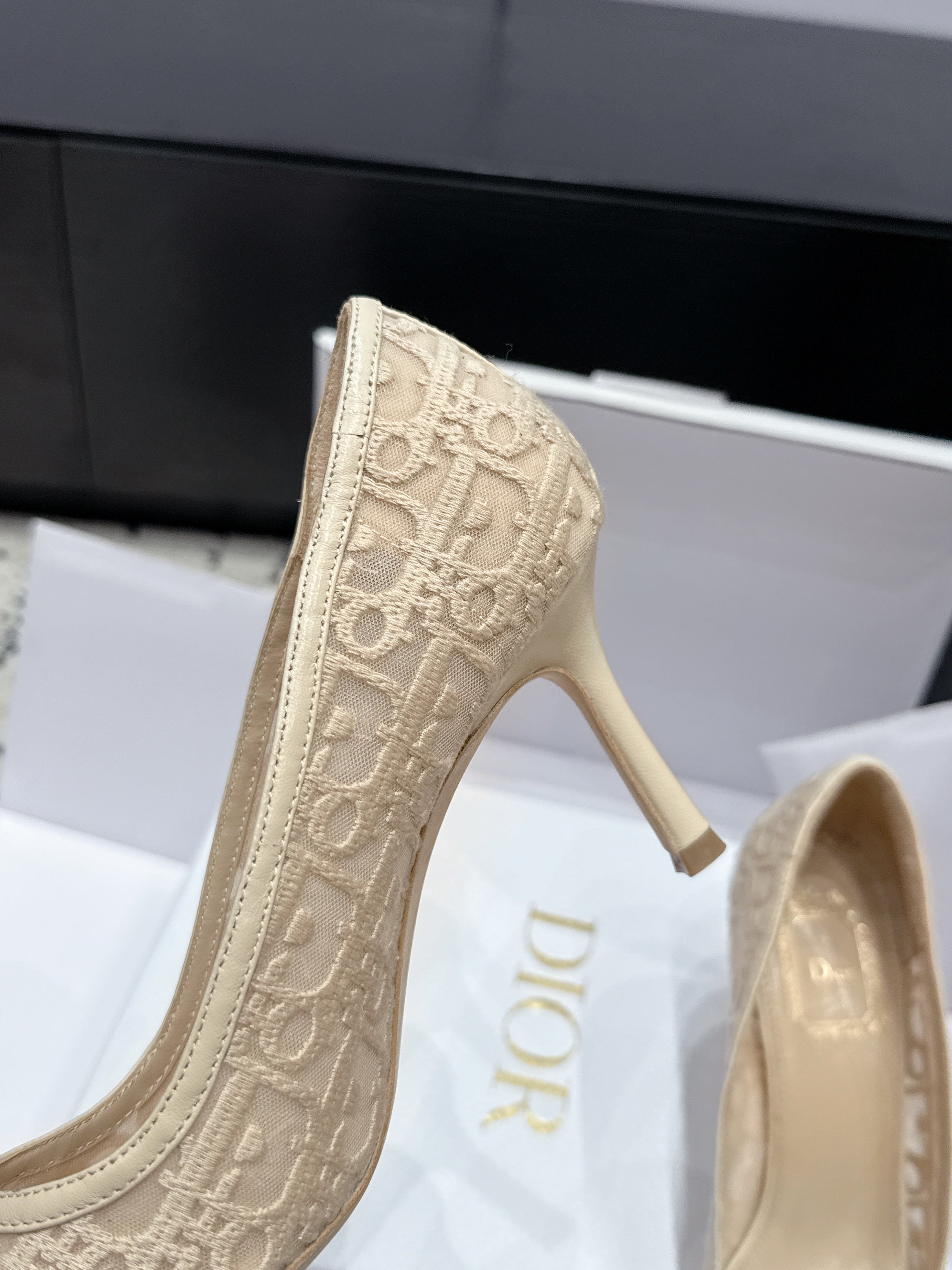Dior 2026 Embroidered Pump Mesh Leather 923145