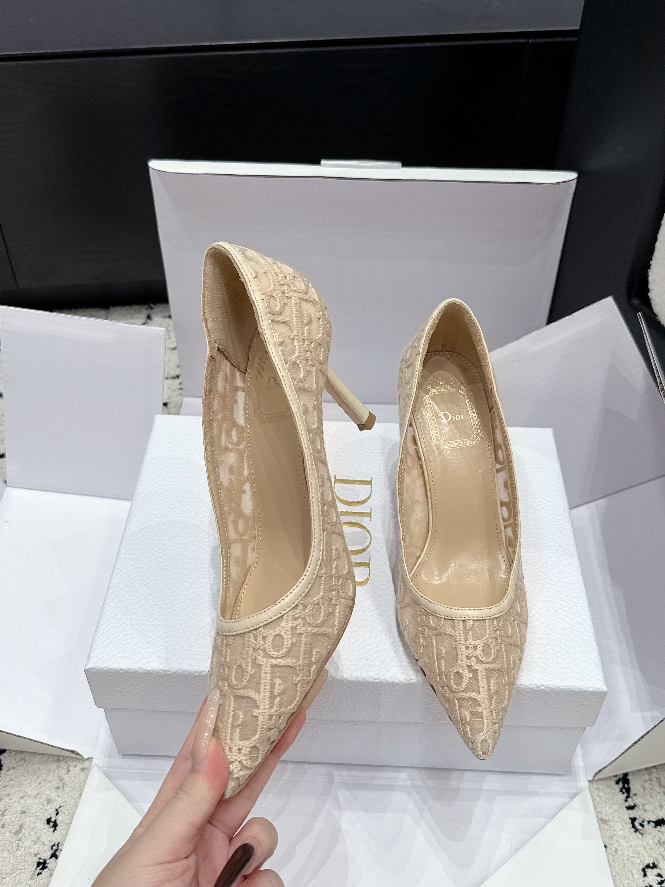 Dior 2026 Embroidered Pump Mesh Leather 923145