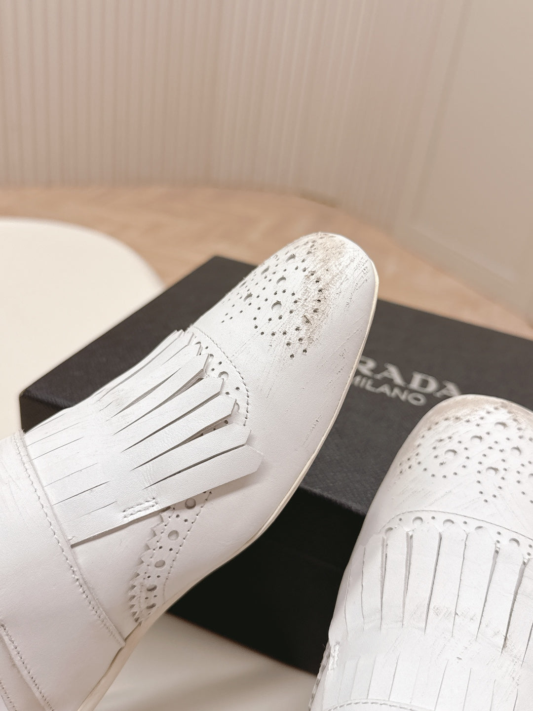 PRA 26S Mule White Calfskin 600594