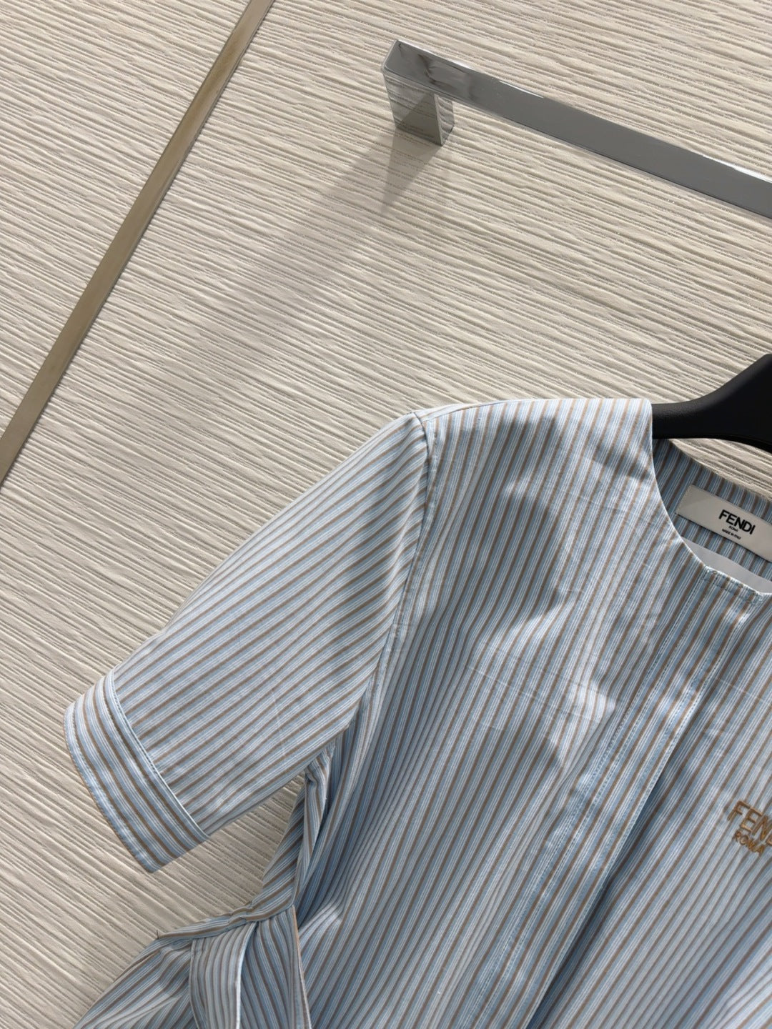 Fendi 25 Striped Dress Blue Cotton