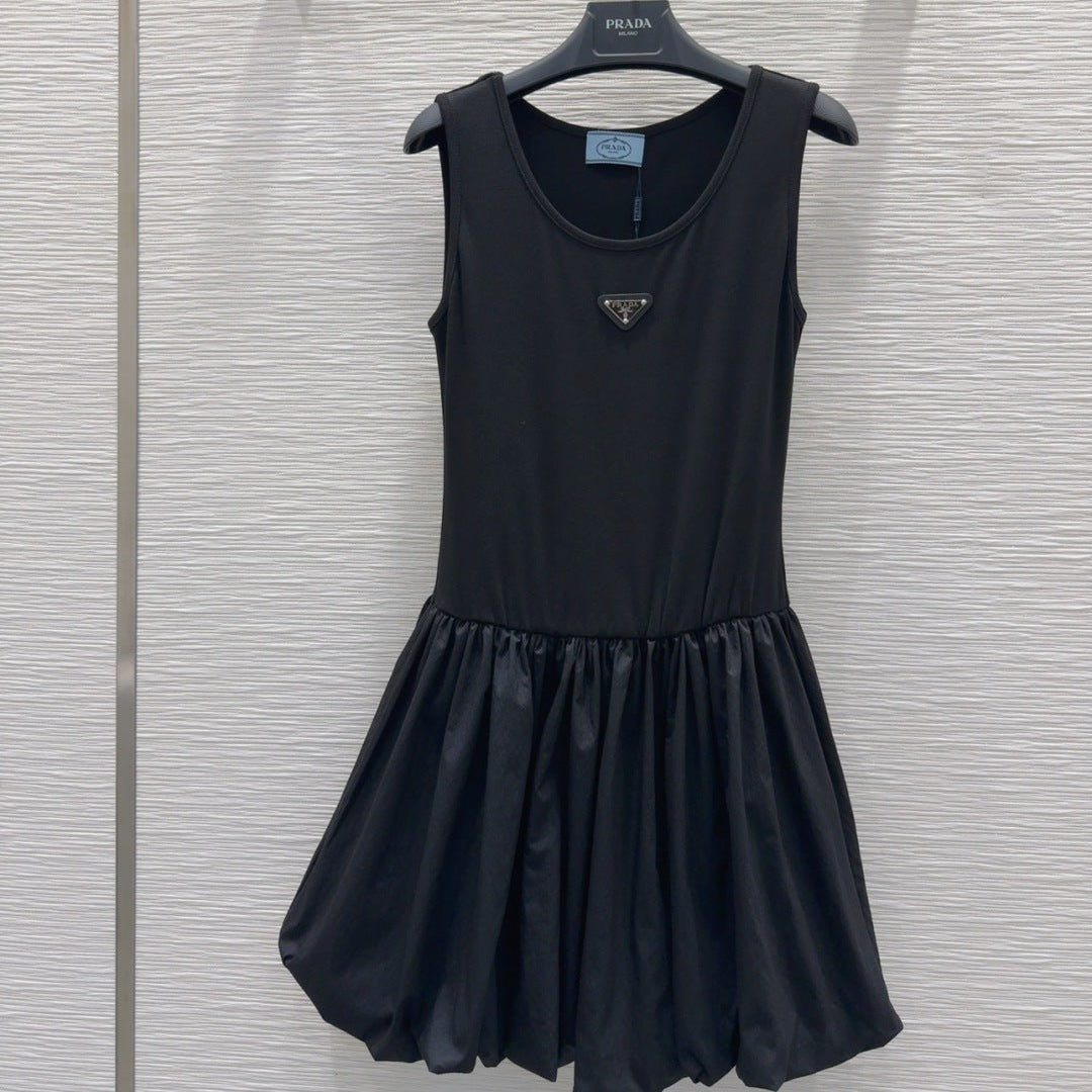 Prada 25 Vest Dress Black Cotton Poliamide