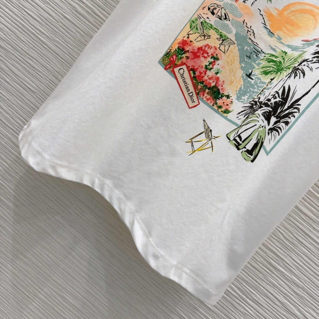 CD 25 T-shirt White with Colorful tencel wool nylon