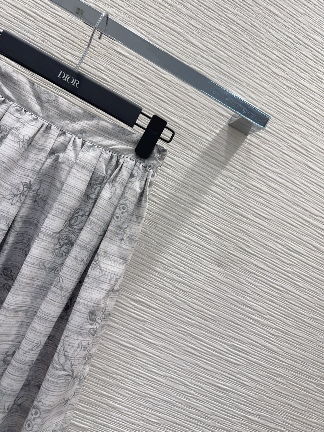 Dior 2026 Printed Pleated Skirt White Gray Polyester