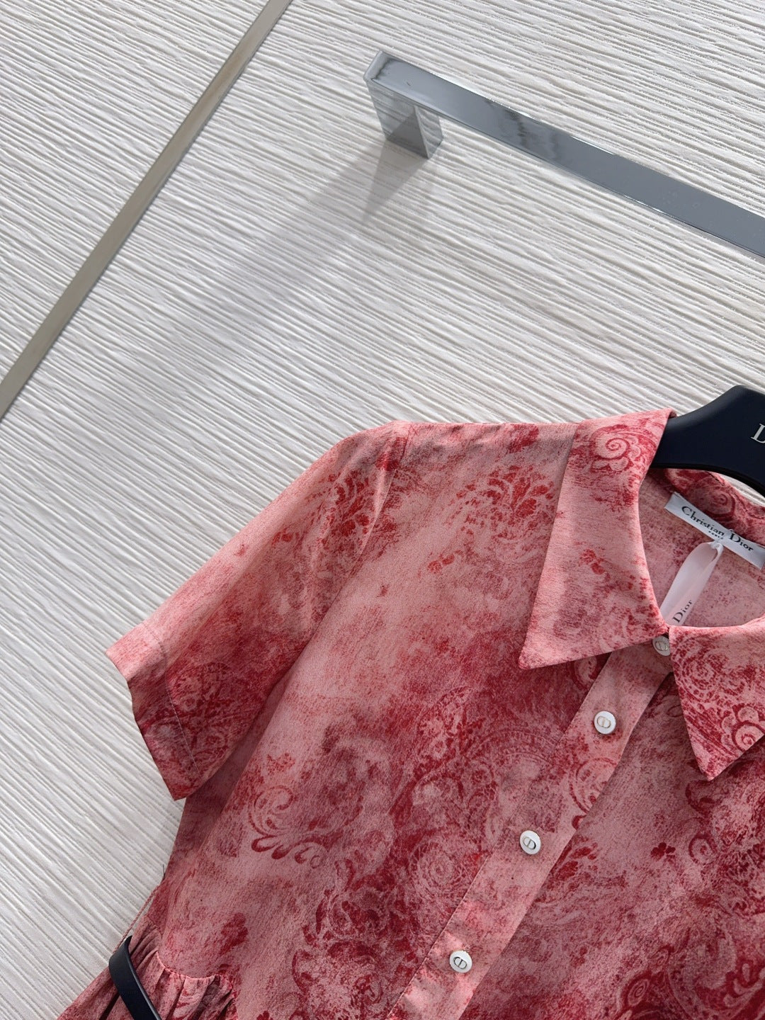 Dior 2026 Red Patterned Dress With Black Belt