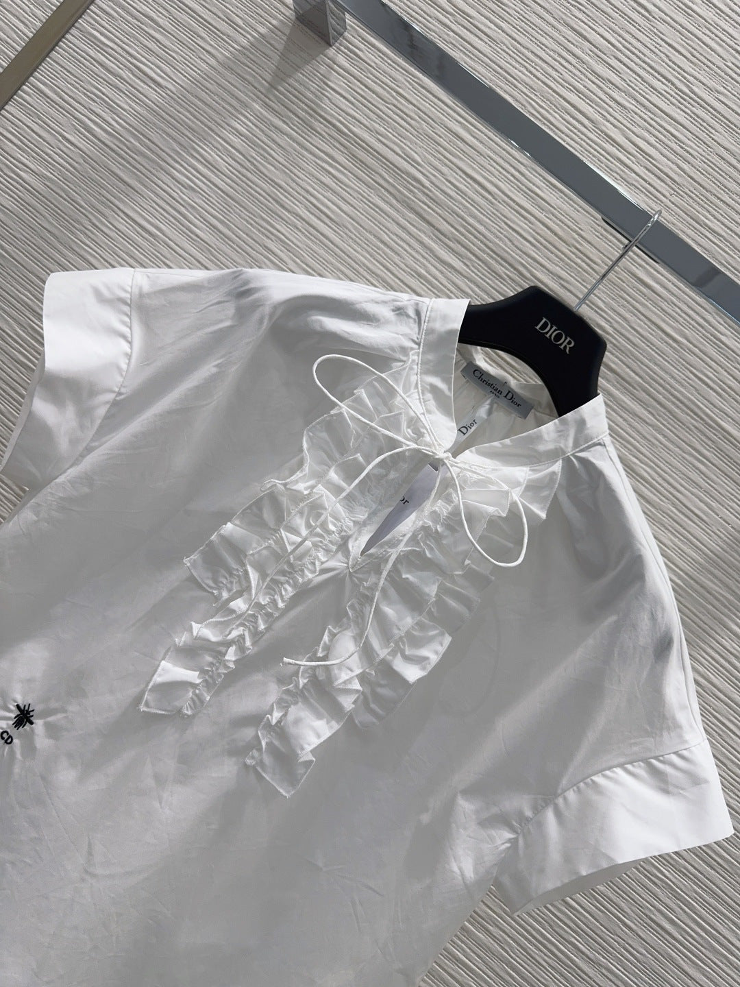 Dior 2026 White Blouse With Ruffled Neckline Cotton 476538