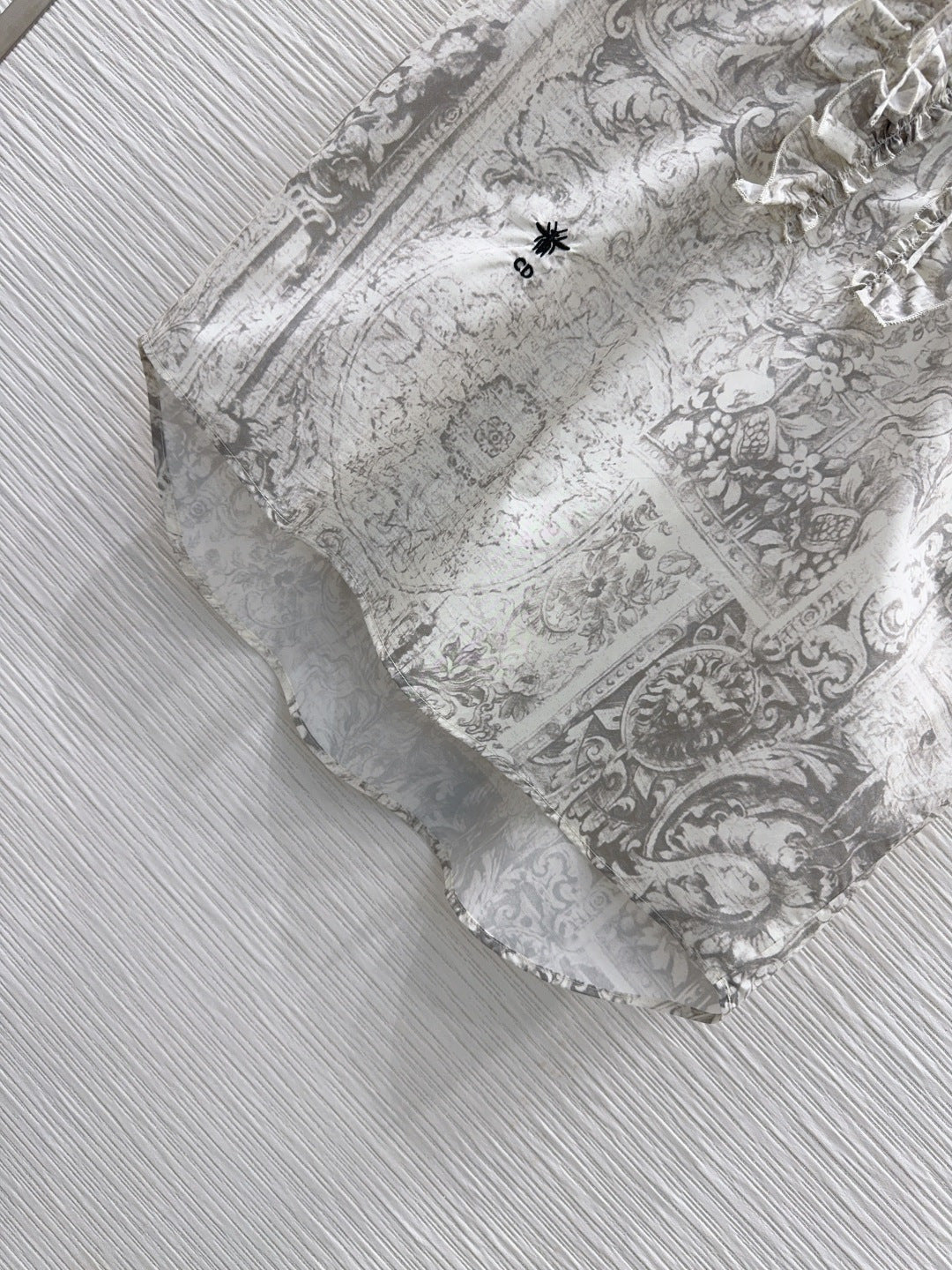 Dior 2026 Toile de Jouy Pattern Shirt With Lace Trim Grey Cotton 449989