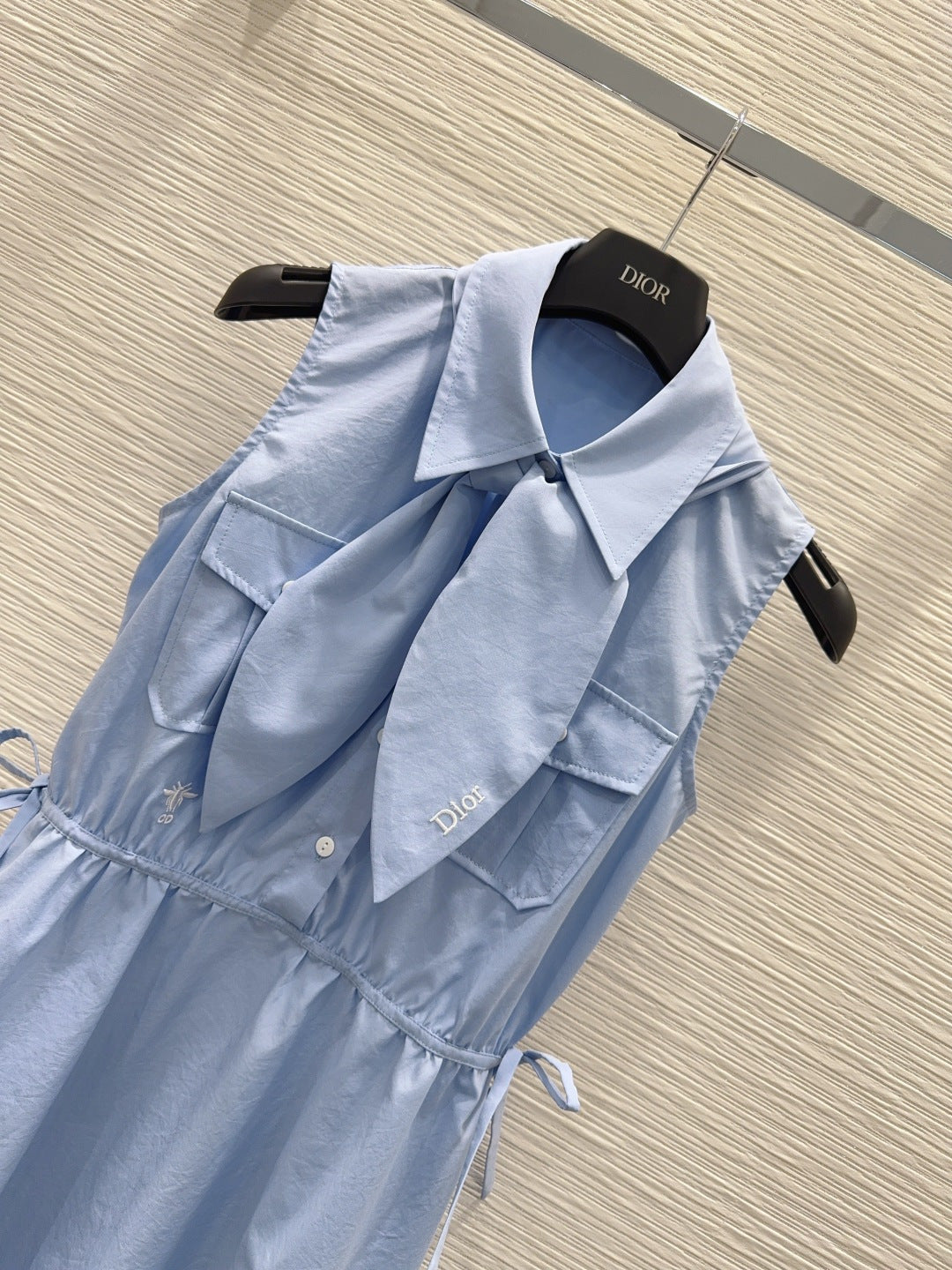 Dior 2026 Bow Vest Dress Blue Polyester Cotton 392143