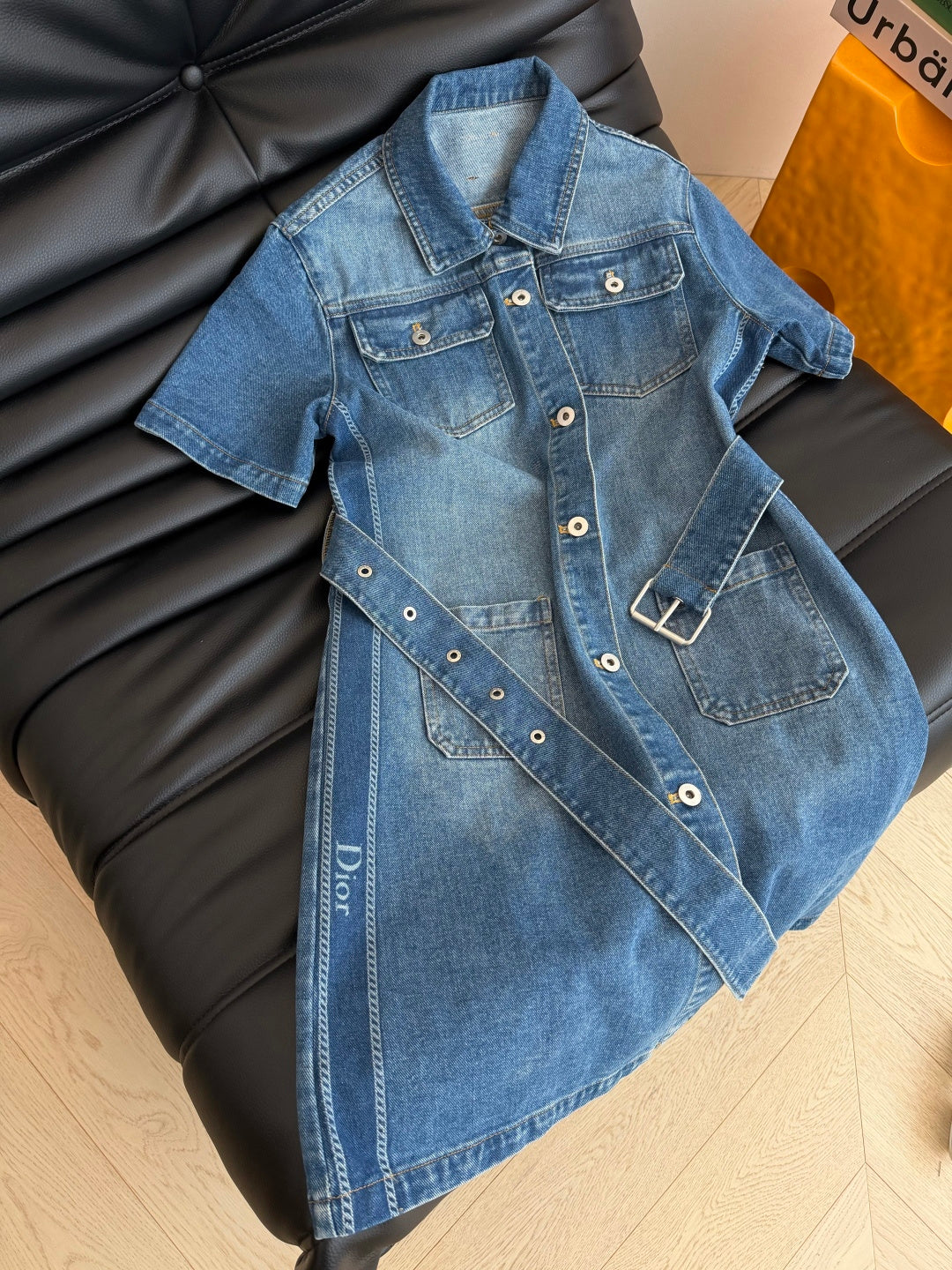 Dior 2026 Denim Dress with Belt Blue Cotton 391780