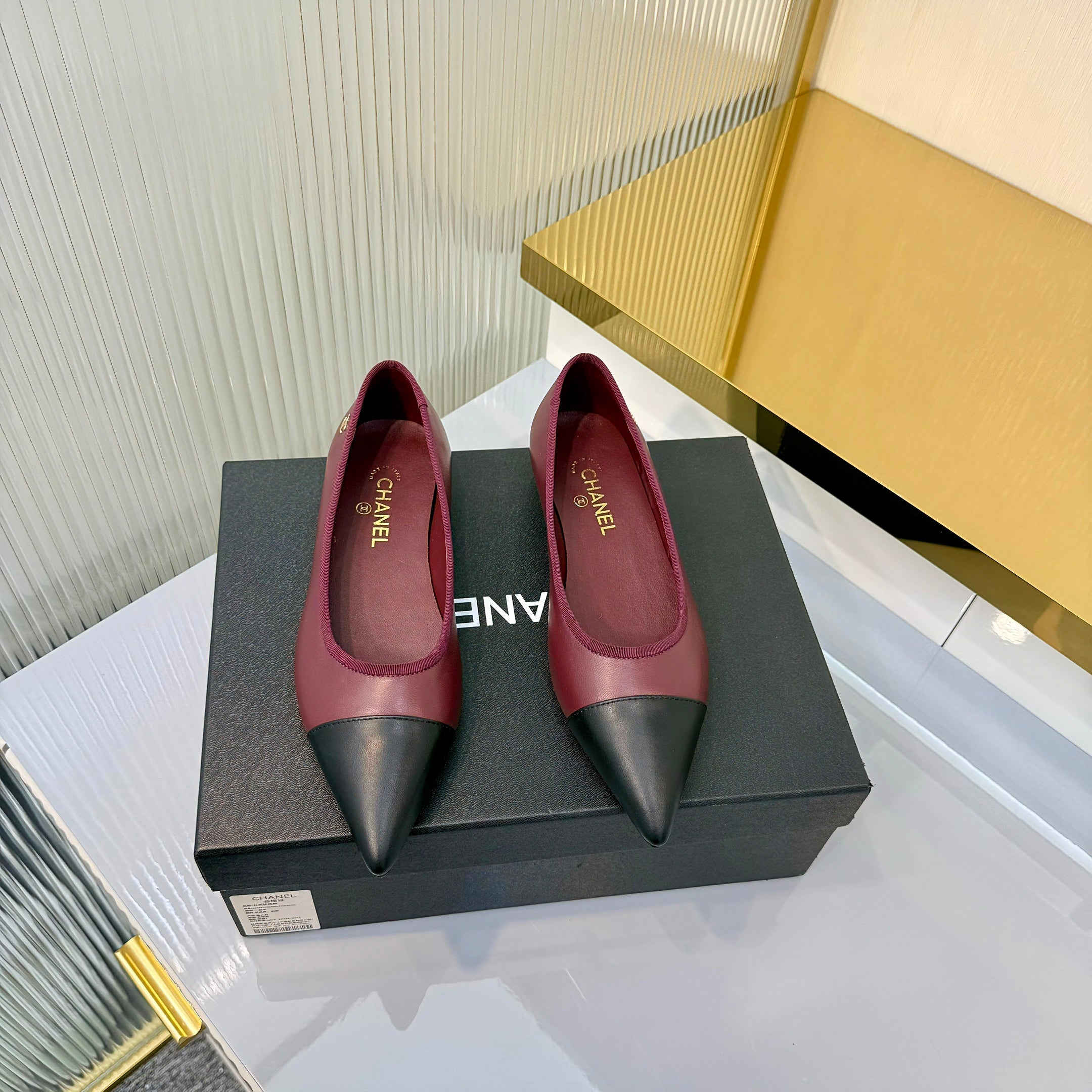 CC 2026 Ballet Flats Burgundy Black Sheepskin 668126