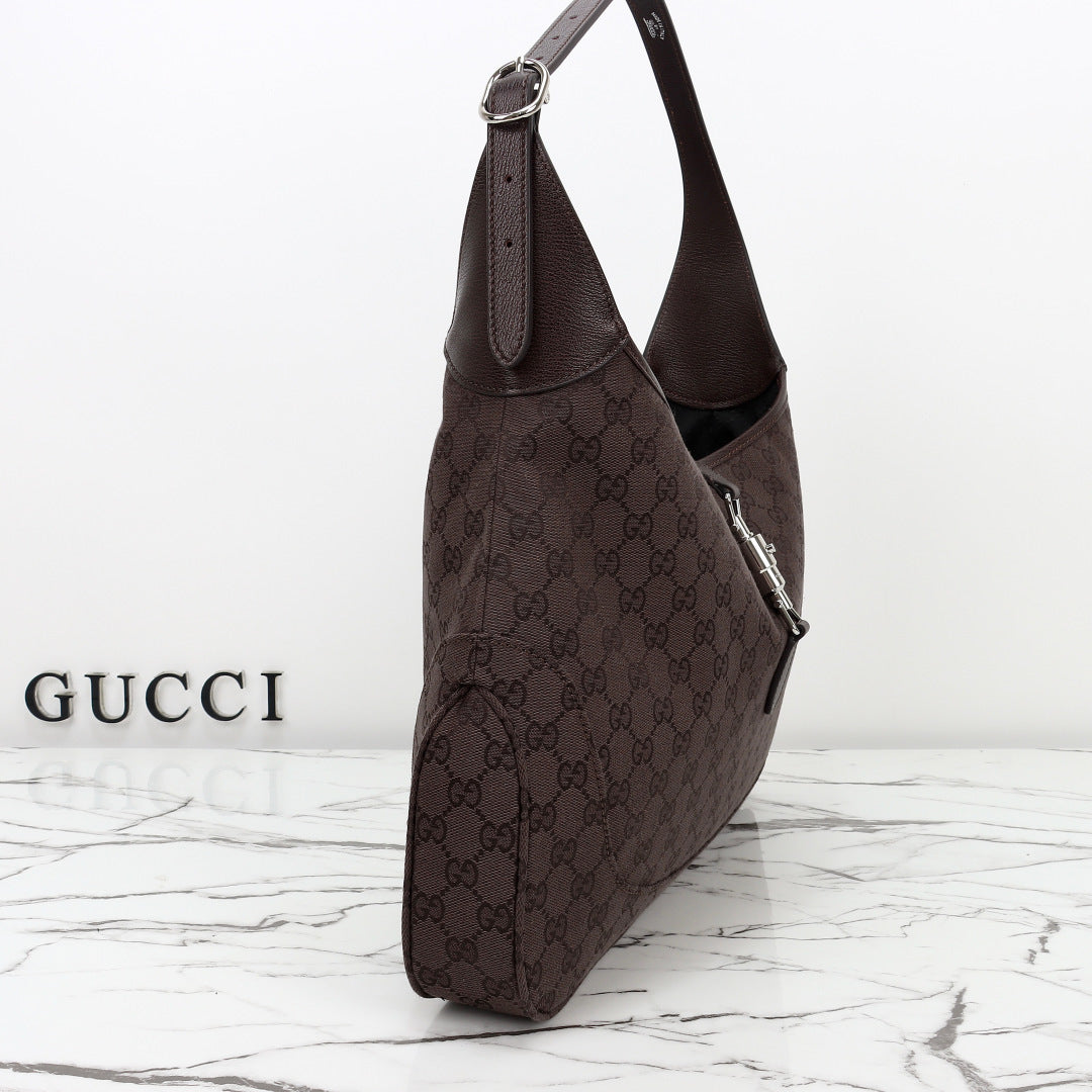 Gucci 2026 Jackie 1961 40cm Dark Brown Canvas Leather