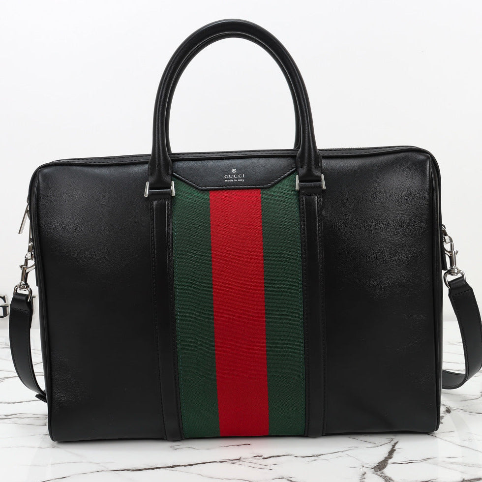 Gucci 2026 Mega Web Trademark Briefcase 38cm Canvas Leather