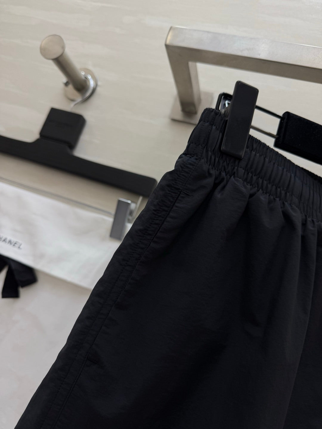 Chanel 2026 Double C Embroidered Casual Shorts Black Cotton 379513