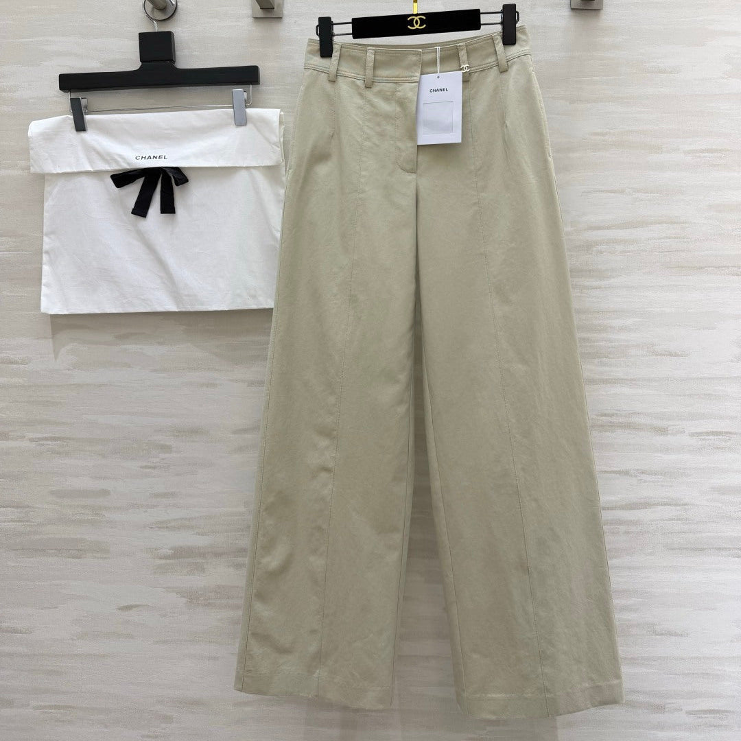 Chanel 2026 Light Apricot Wide-Leg Pants Cotton 379252
