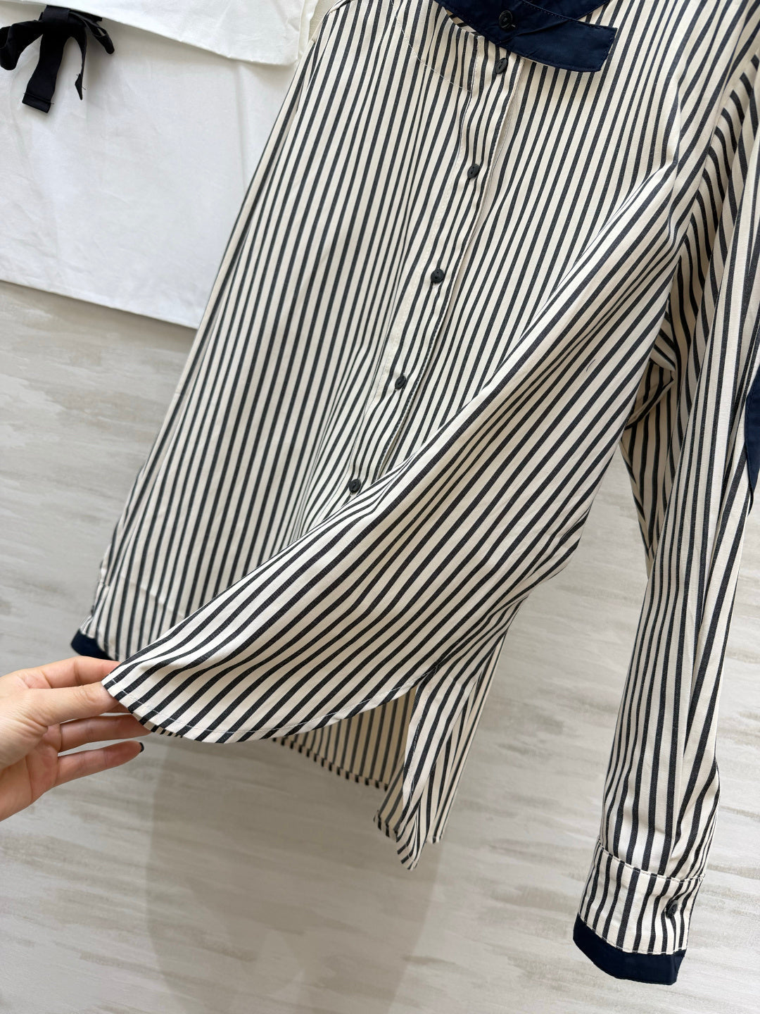 Chanel 2026 Striped Shirt Black White Blue Cotton 391144