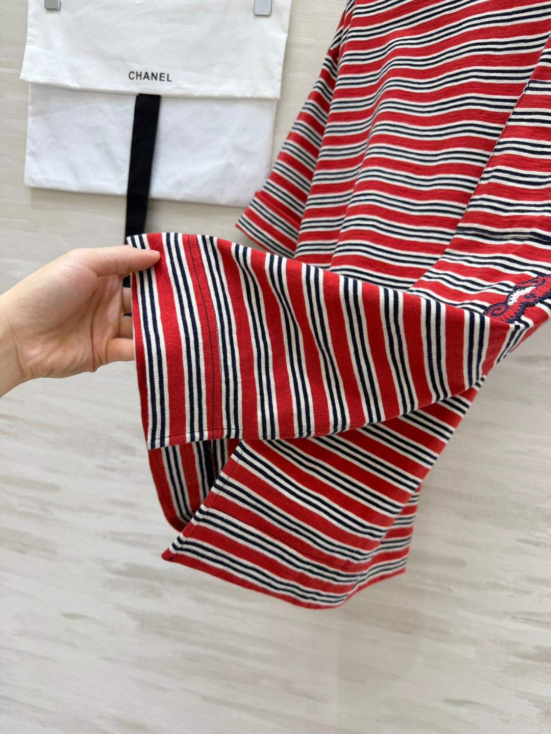 Chanel 2026 Striped T-shirt With Seahorse Red Cotton 394177