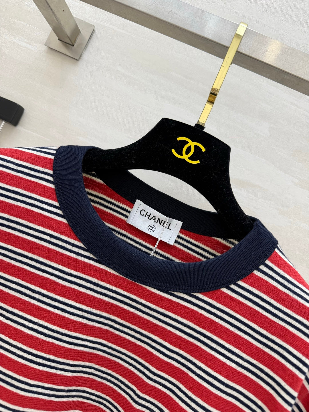 Chanel 2026 Striped T-shirt With Seahorse Red Cotton 394177