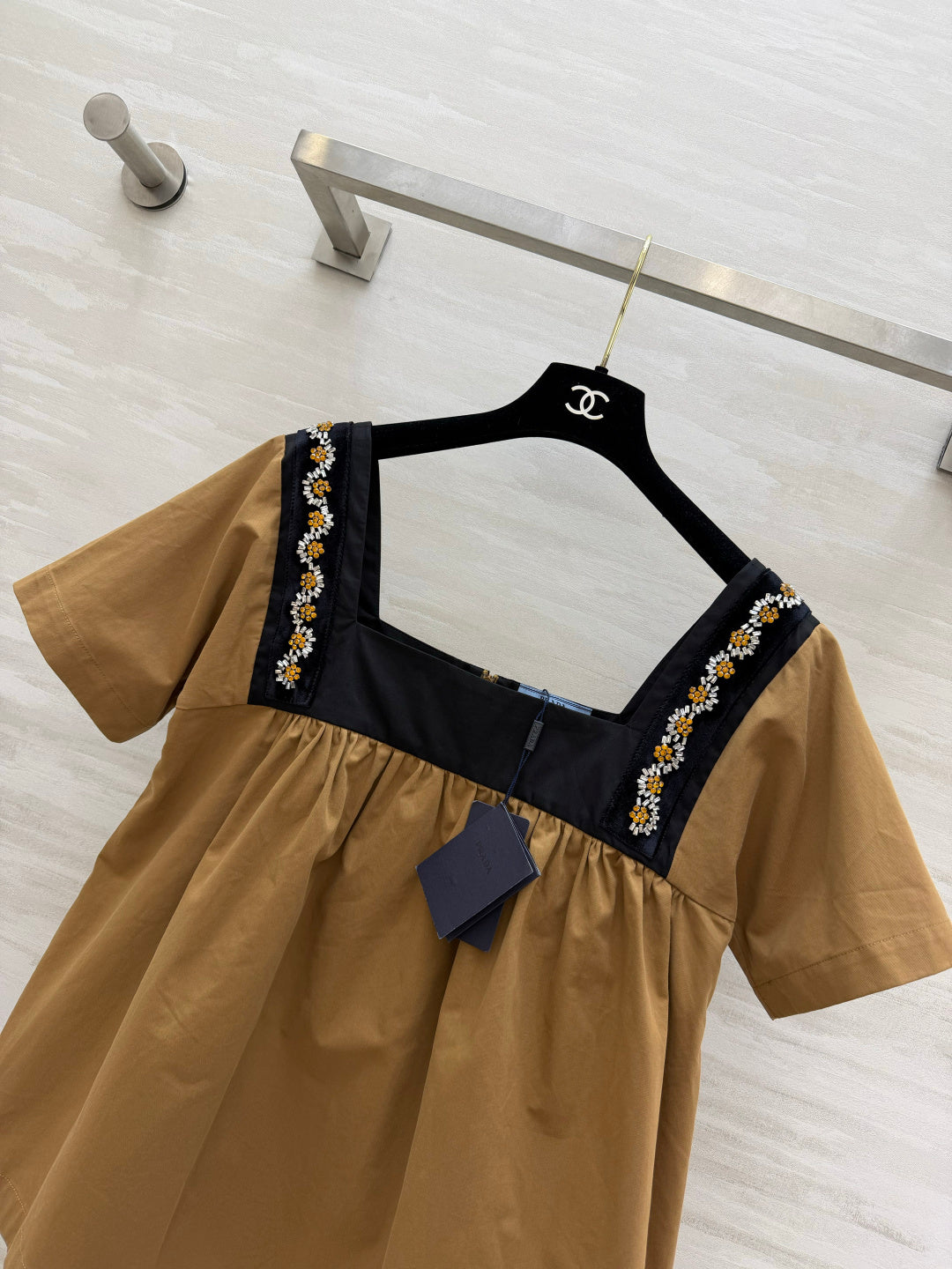 Prada 2026 Babydol Shirt Brown Black Cotton 402215