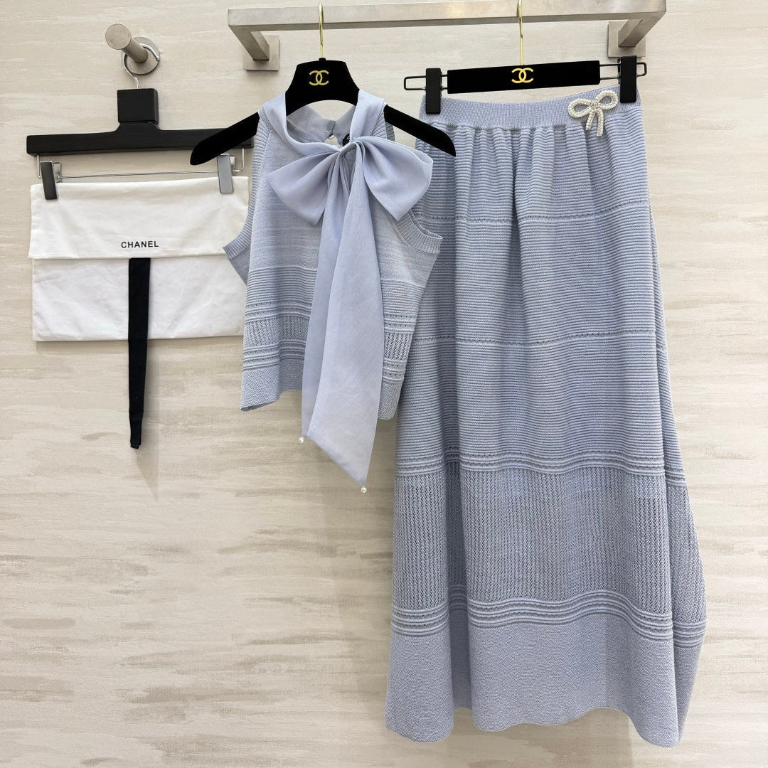 Chanel 2026 Misty Blue Knitwear Set Wool 639129