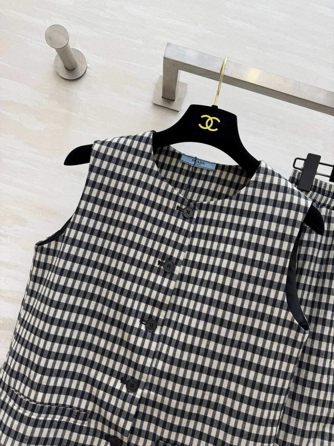 Prada 2026 Vest shirt And Midi Skirt Set Black Cotton 403394
