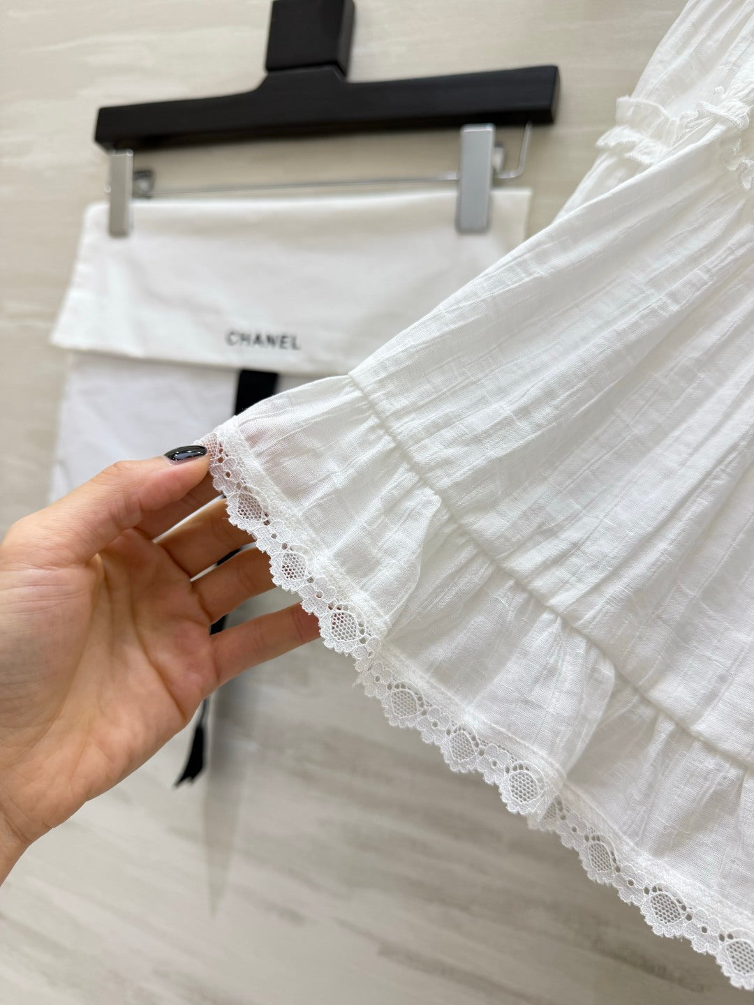 Chanel 2026 Double-layered Ruffled Skirt White Cotton 666397