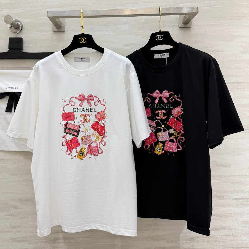 Chanel 2026 Rhinestone Print T-shirt Cotton 681371