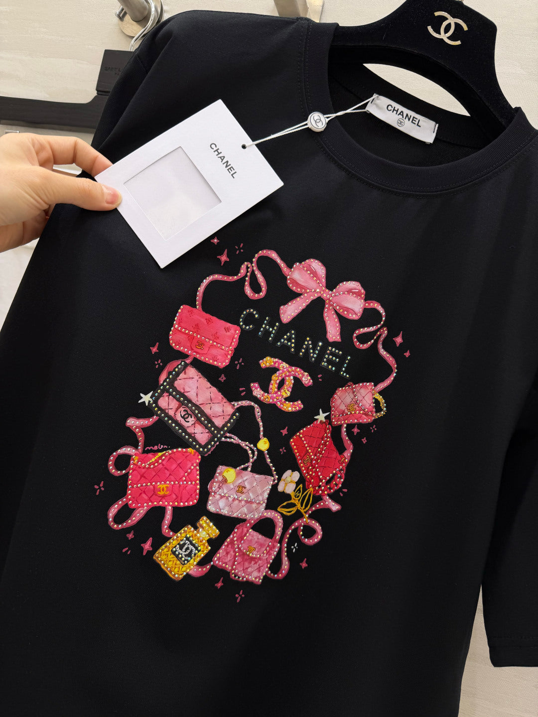 Chanel 2026 Rhinestone Print T-shirt Cotton 681371