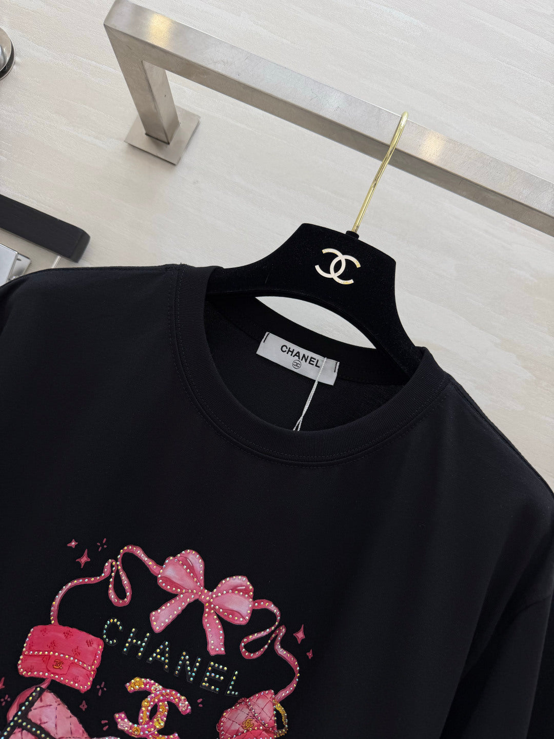 Chanel 2026 Rhinestone Print T-shirt Cotton 681371