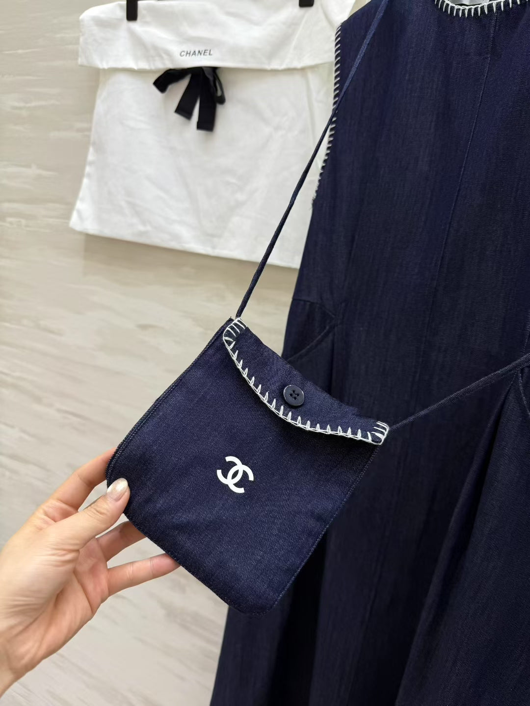 Chanel 2026 Mini Backpack Vest Dress Blue Cotton 408534