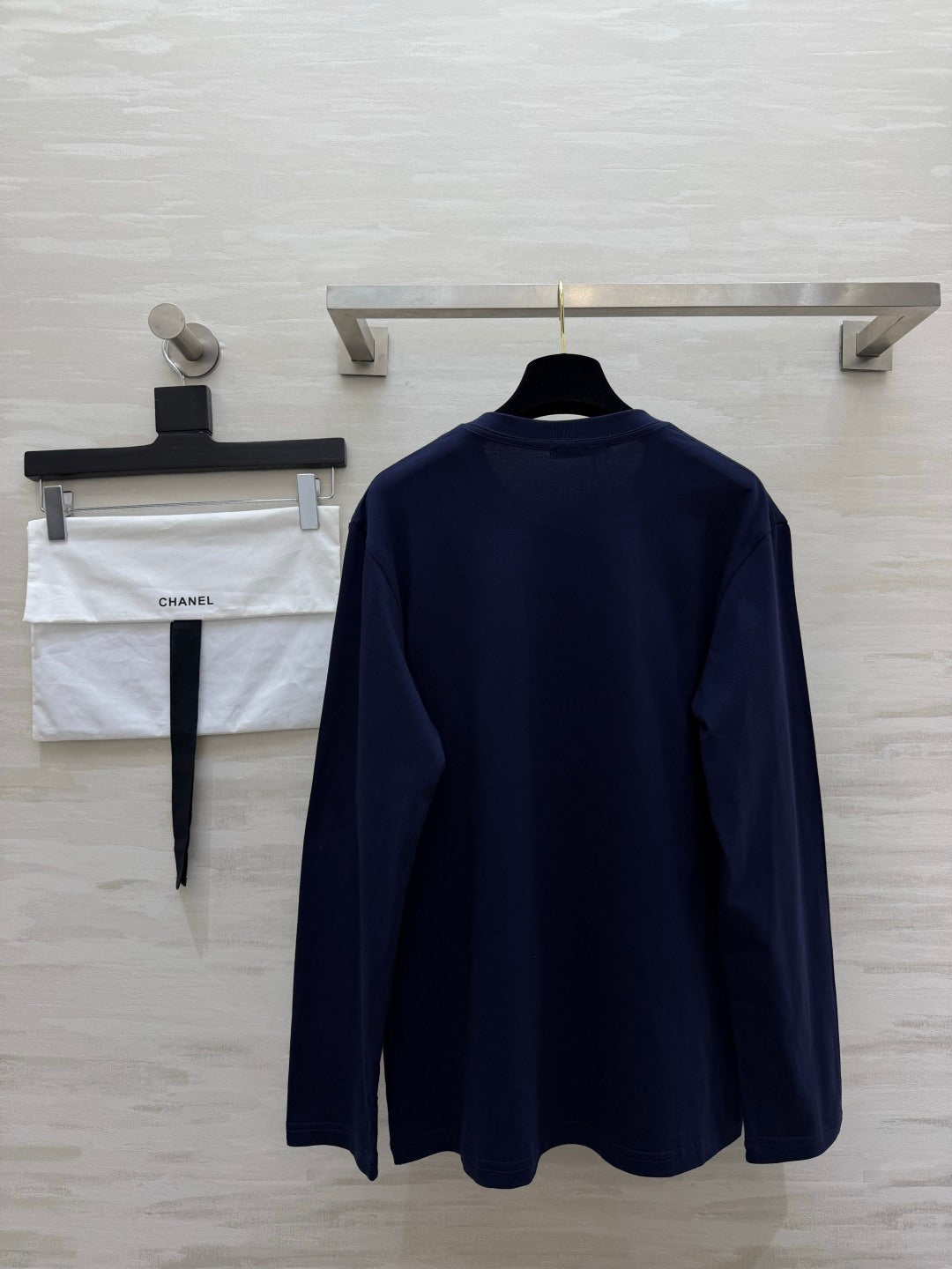 Chanel 2026 Navy Blue Double C Long-Sleeve T-Shirt