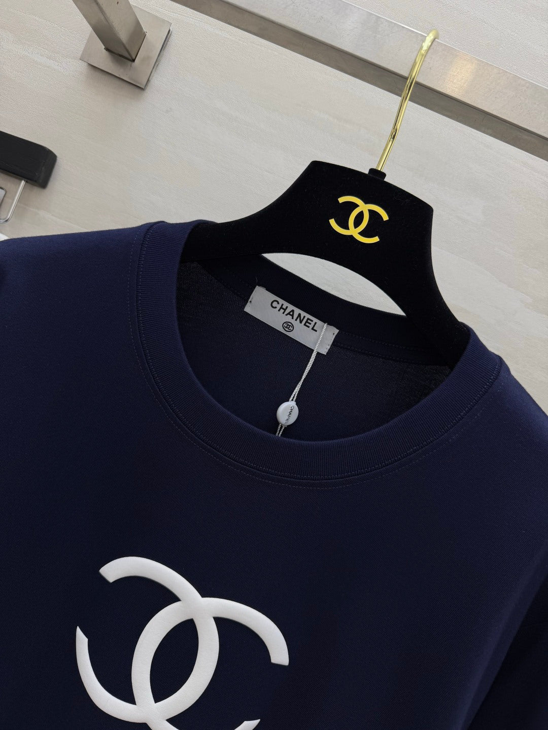 Chanel 2026 Navy Blue Double C Long-Sleeve T-Shirt